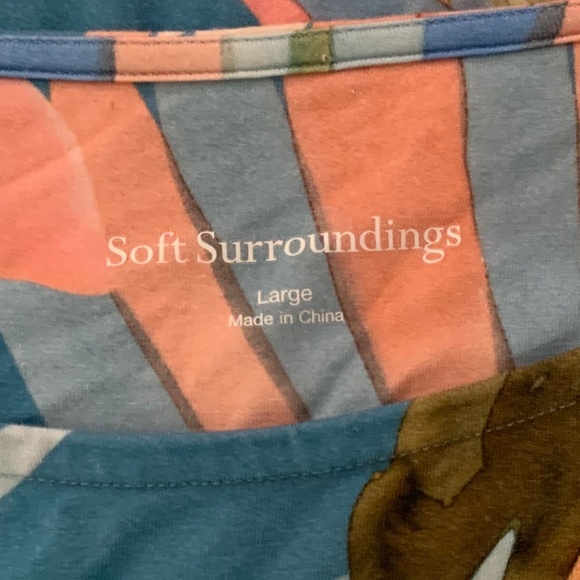 Soft Surroundings Palm Leaf Watercolor Boho Tunic Size Large - Picture 7 of 9